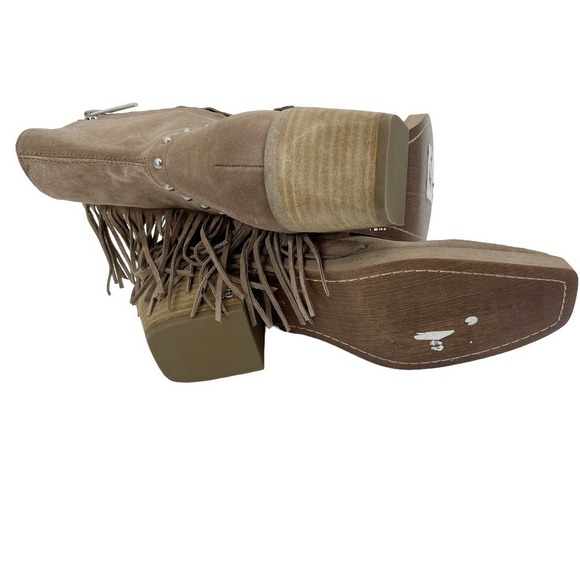 Sam Edelman Bernie Fringe Western Ankle Booties Tan Womens Size 7M NWOB - Picture 7 of 12